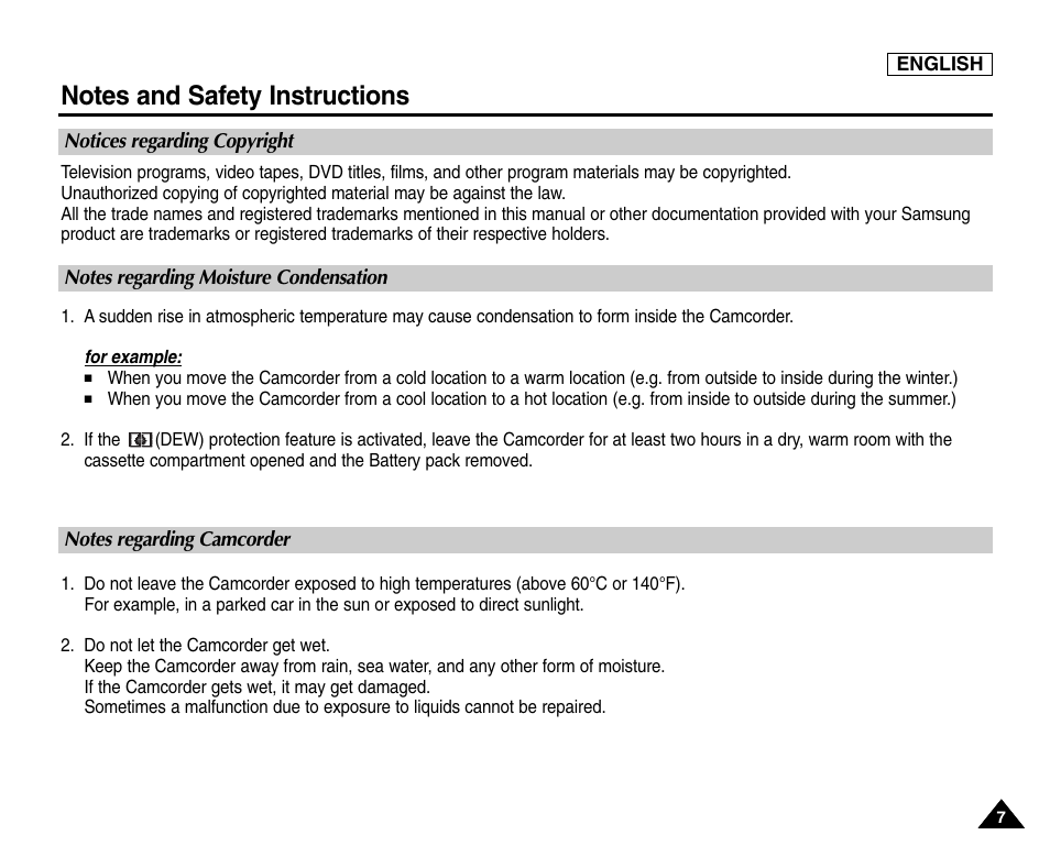 Samsung SC-D453-XAA User Manual | Page 11 / 124