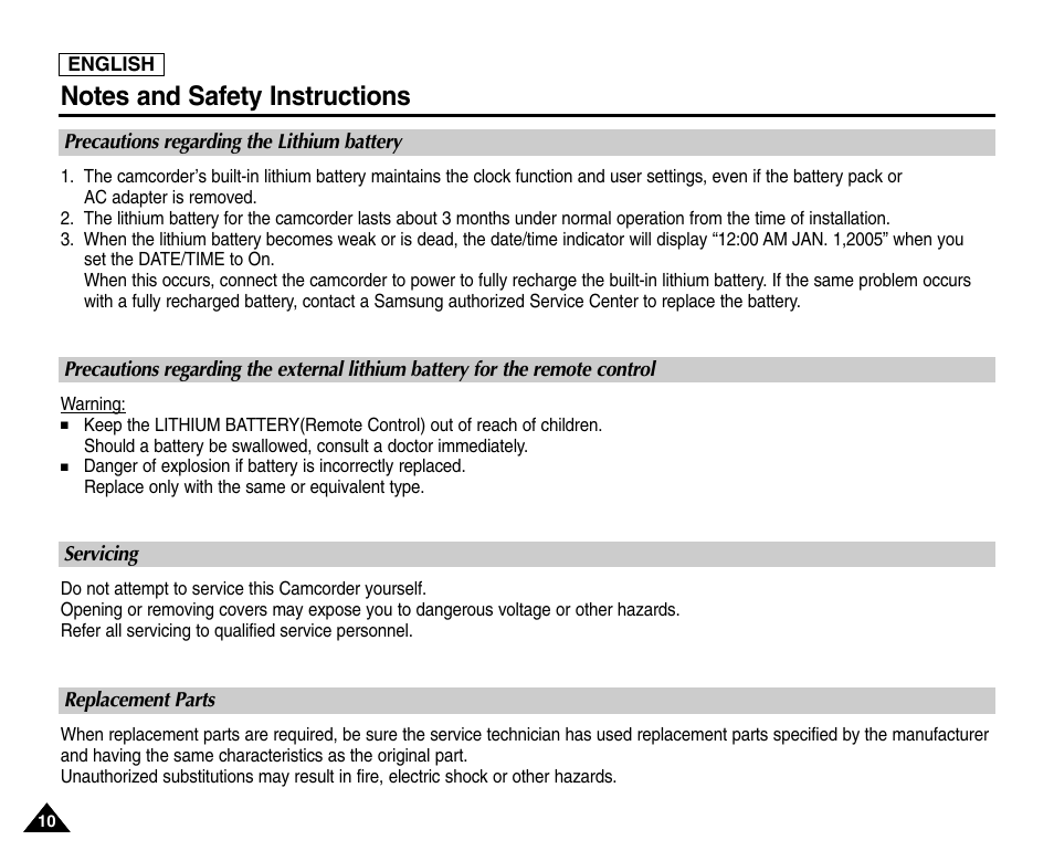 Samsung SC-D453-XAA User Manual | Page 14 / 124