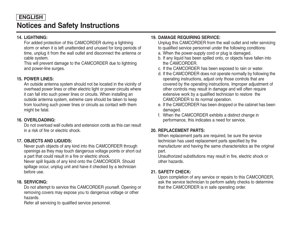 Notices and safety instructions | Samsung SC-D453-XAA User Manual | Page 4 / 124