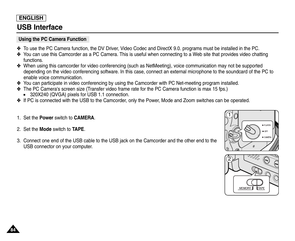 Usb interface | Samsung SC-D453-XAA User Manual | Page 88 / 124