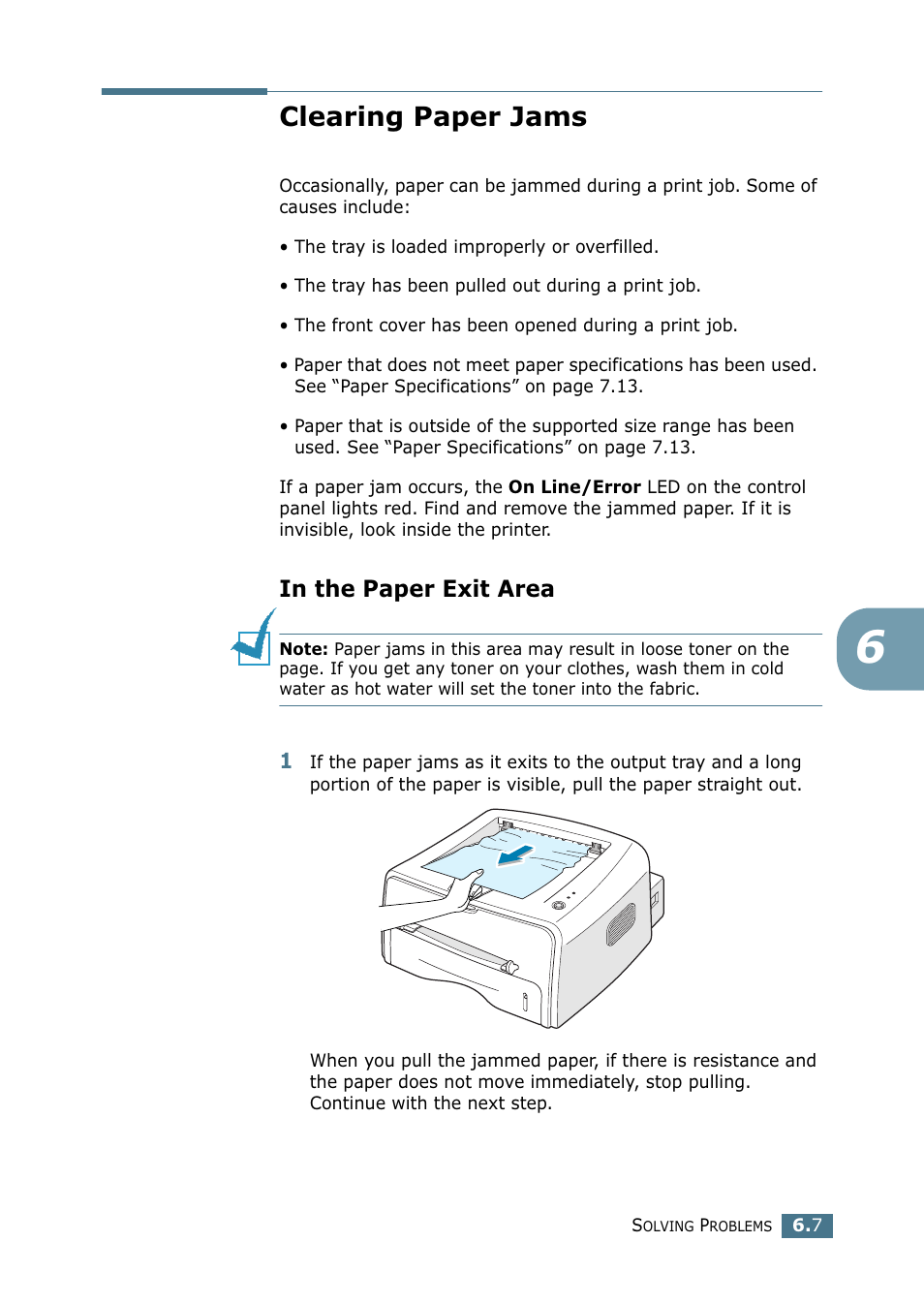 Clearing paper jams, In the paper exit area, Clearing paper | Samsung ML-1710-XAA User Manual | Page 100 / 138