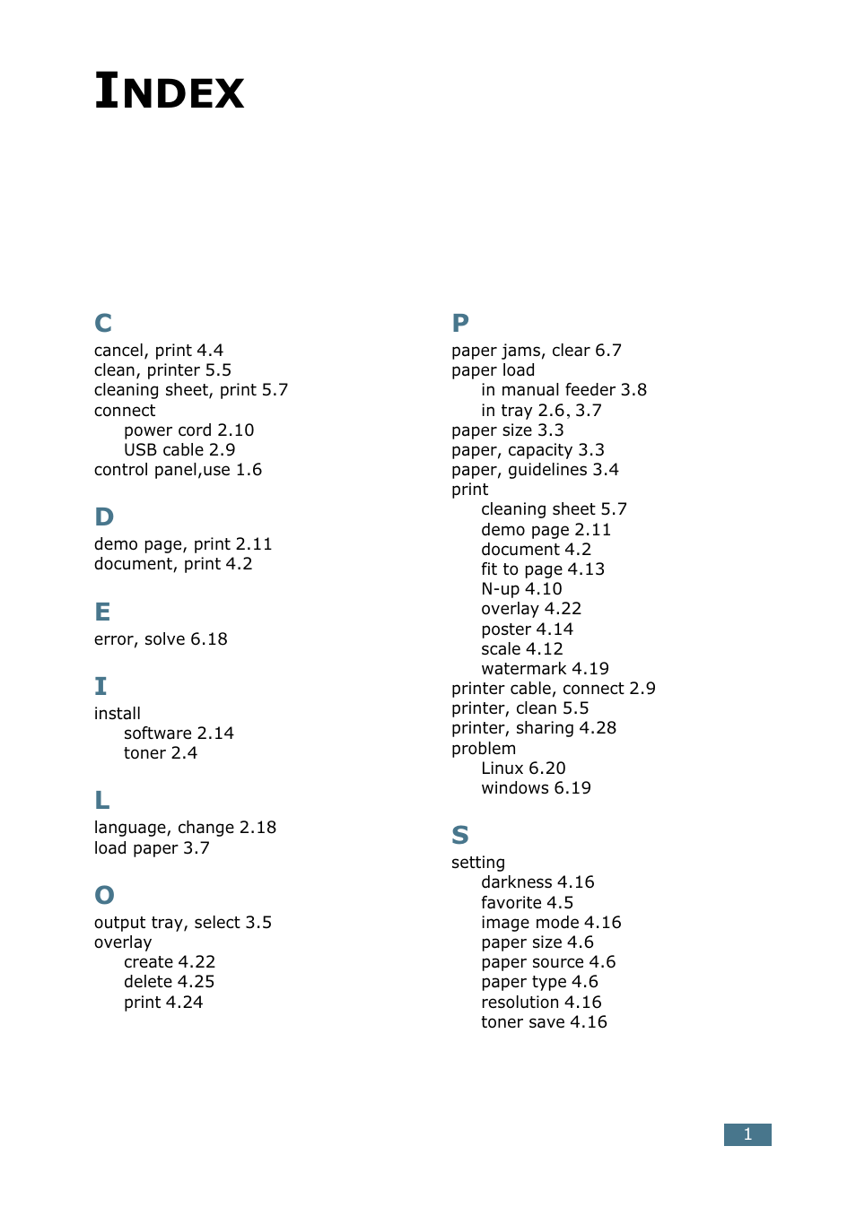 Index, Ndex | Samsung ML-1710-XAA User Manual | Page 136 / 138