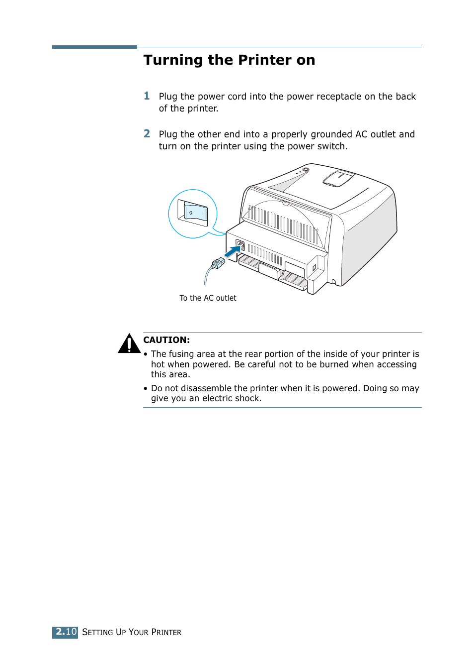 Turning the printer on | Samsung ML-1710-XAA User Manual | Page 29 / 138
