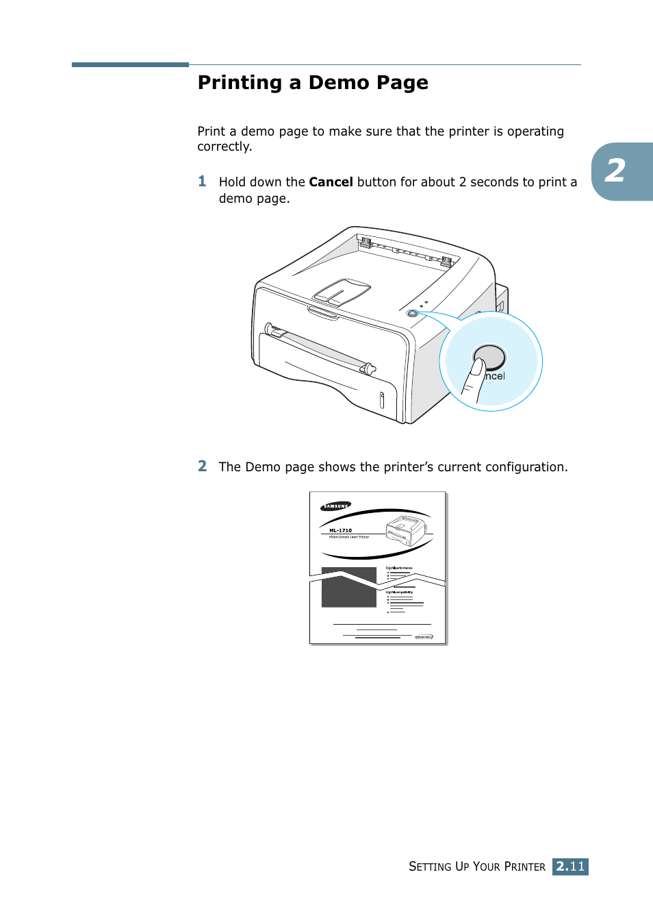 Printing a demo page | Samsung ML-1710-XAA User Manual | Page 30 / 138