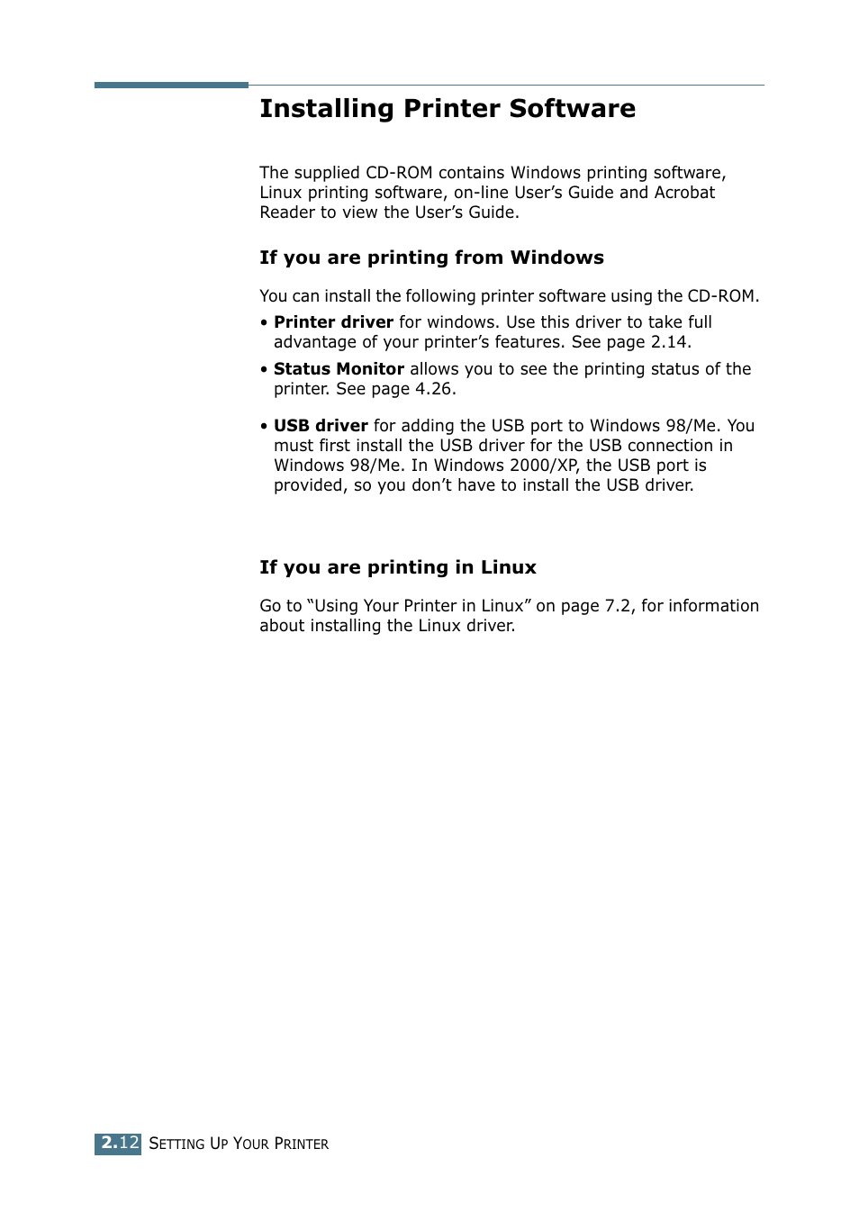 Installing printer software | Samsung ML-1710-XAA User Manual | Page 31 / 138
