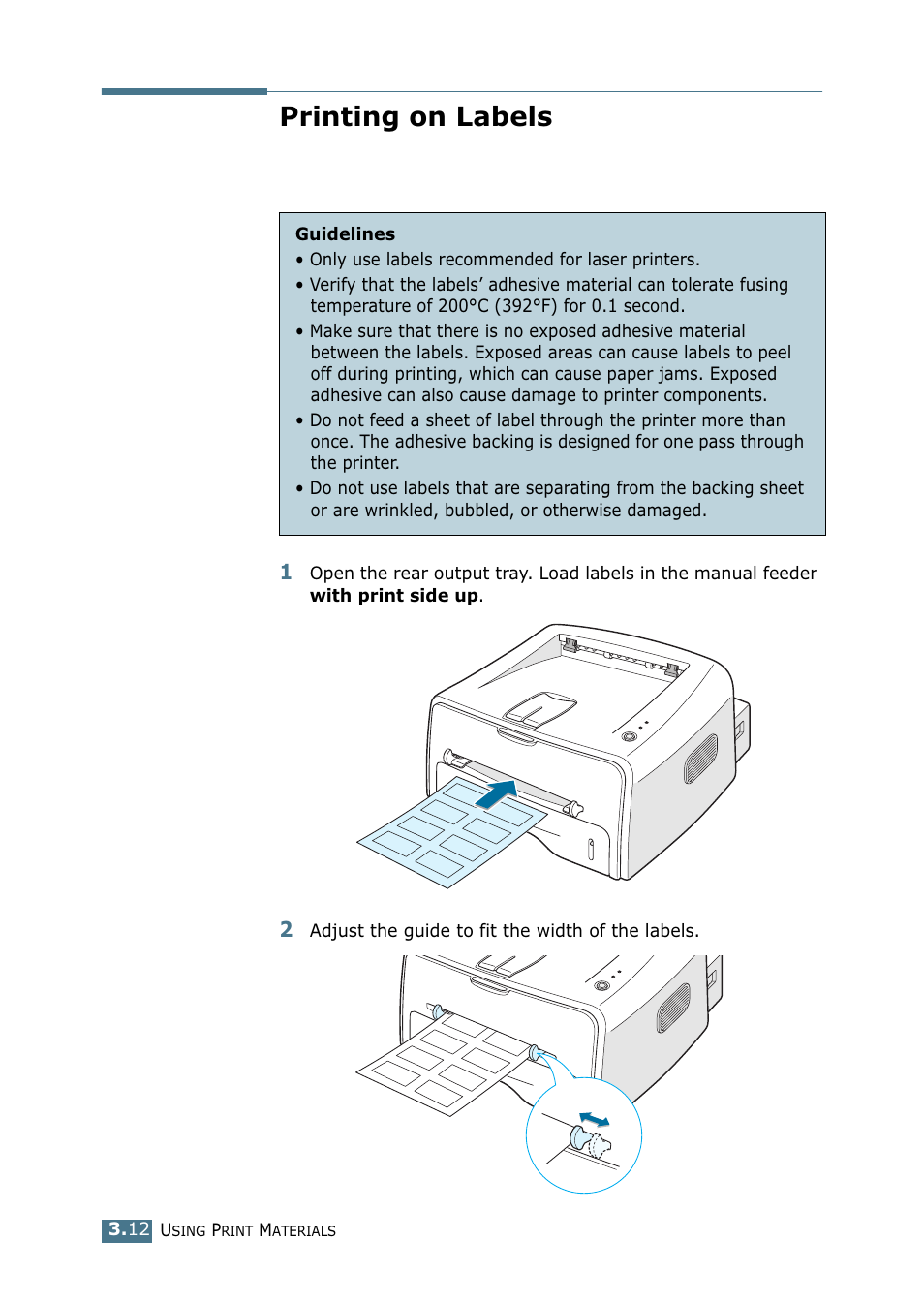 Printing on labels | Samsung ML-1710-XAA User Manual | Page 49 / 138
