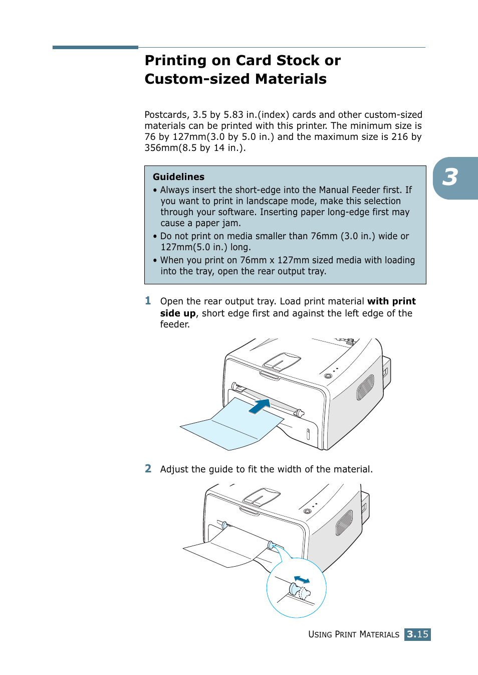 Printing on card stock or custom-sized materials | Samsung ML-1710-XAA User Manual | Page 52 / 138