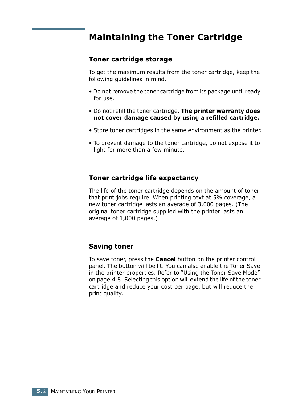 Maintaining the toner cartridge | Samsung ML-1710-XAA User Manual | Page 87 / 138