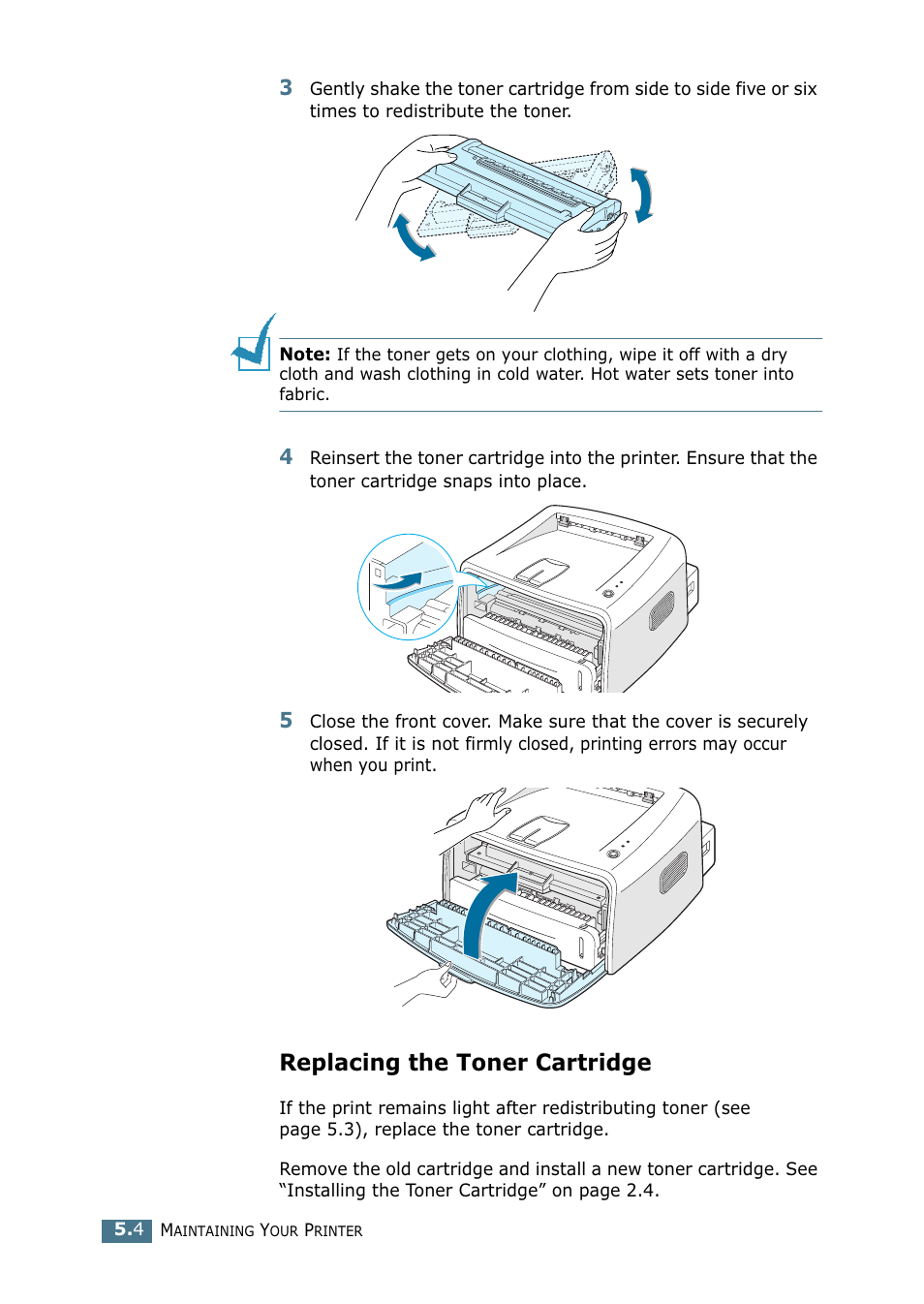 Replacing the toner cartridge | Samsung ML-1710-XAA User Manual | Page 89 / 138