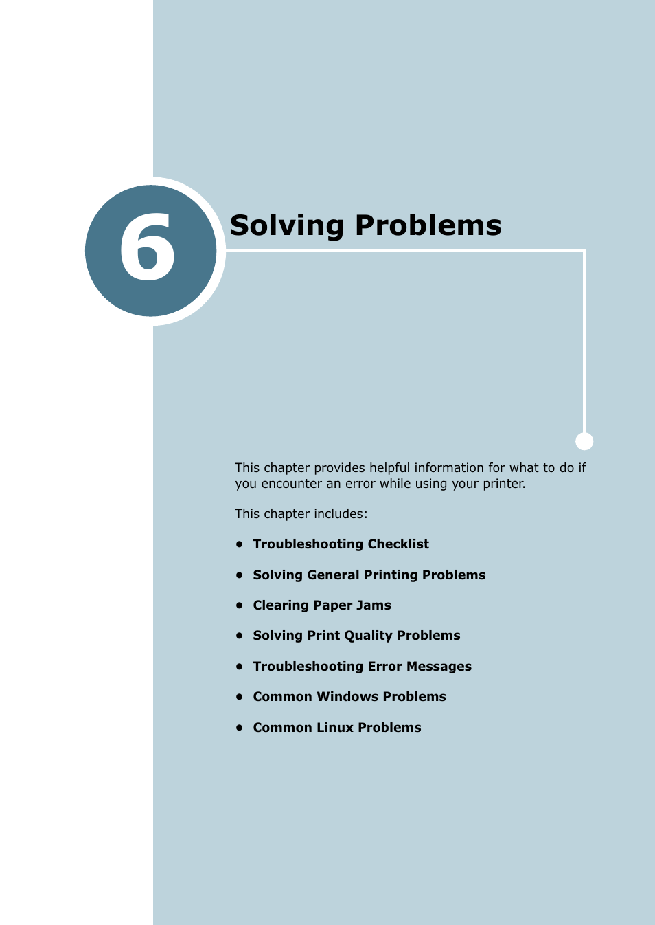 Solving problems, Chapter 6, Olving | Roblems | Samsung ML-1710-XAA User Manual | Page 94 / 138