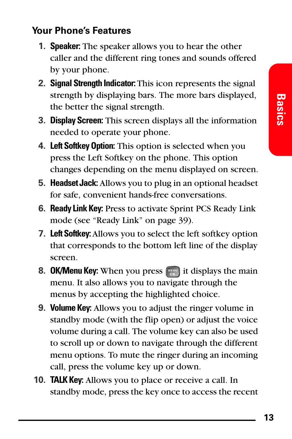 Your phone’s features, Basics | Samsung SPH-A760DSSXAR User Manual | Page 21 / 85