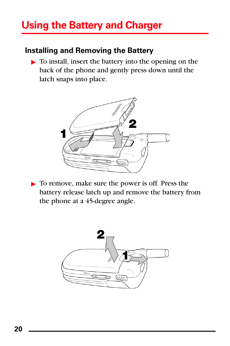 Installing and removing the battery, Using the battery and charger | Samsung SPH-A760DSSXAR User Manual | Page 28 / 85