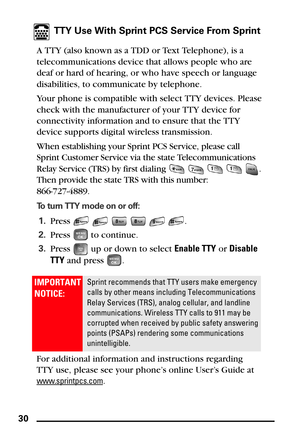 Tty use with sprint pcs service from sprint | Samsung SPH-A760DSSXAR User Manual | Page 38 / 85