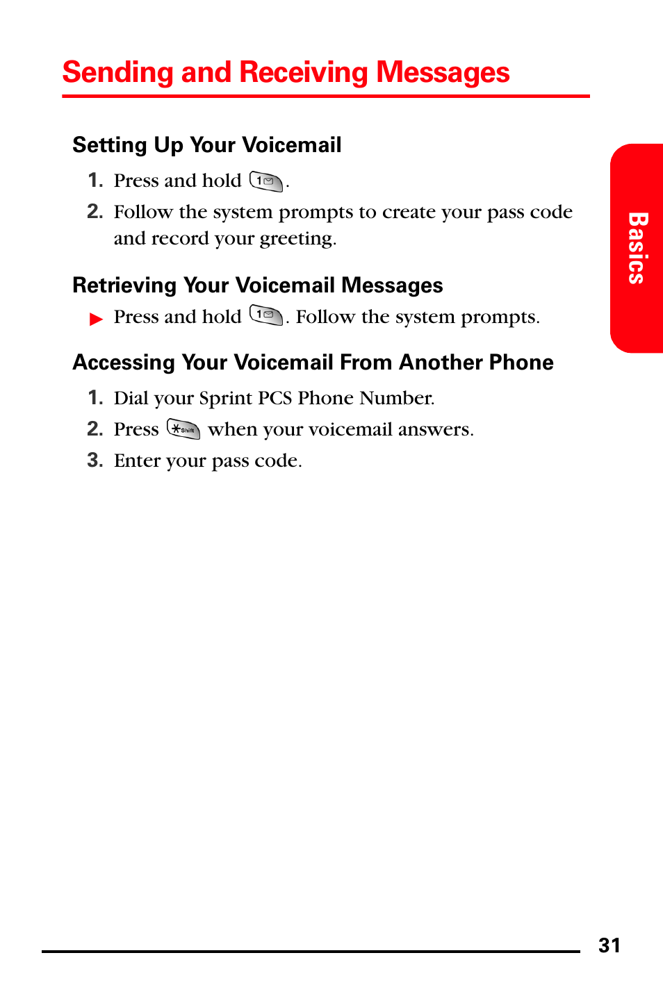 Setting up your voicemail, Retrieving your voicemail messages, Accessing your voicemail from another phone | Sending and receiving messages, Basics | Samsung SPH-A760DSSXAR User Manual | Page 39 / 85