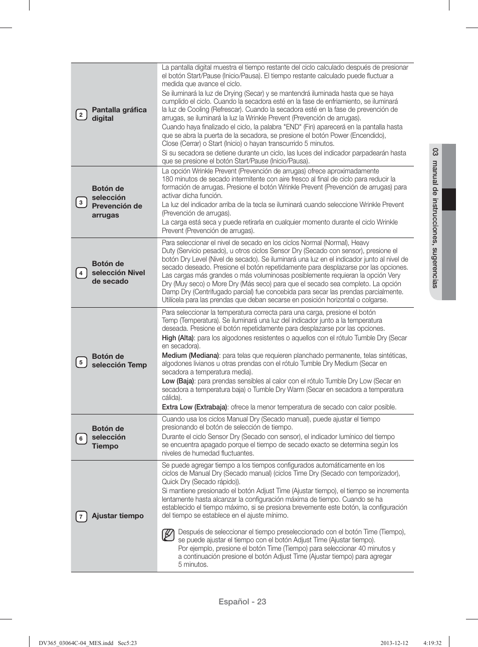 Samsung DV365ETBGSF-A1 User Manual | Page 103 / 120