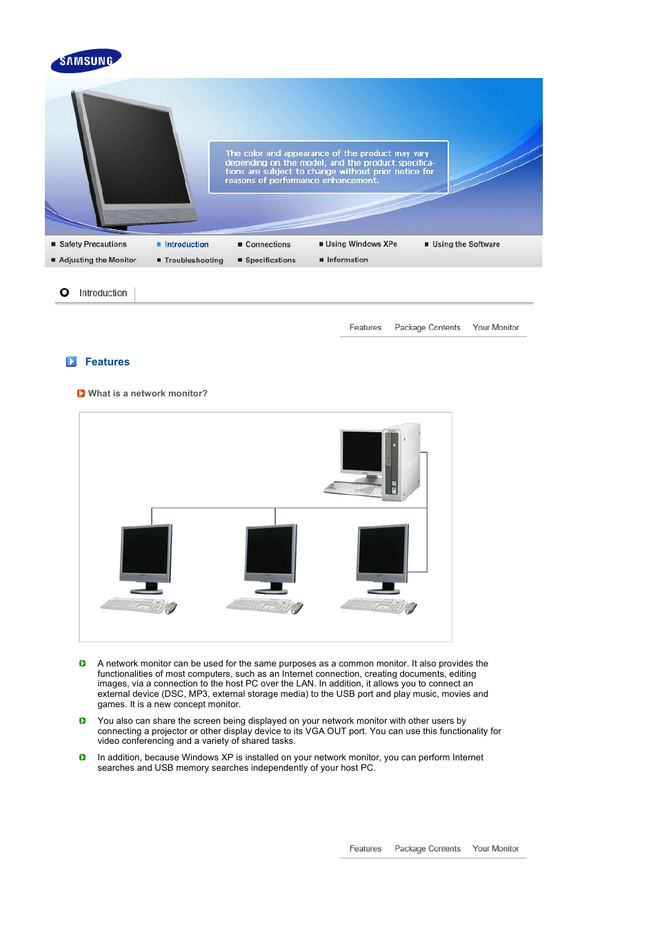 Introduction, Features, Package contents | Samsung LS19TRTLB-XAA User Manual | Page 11 / 76