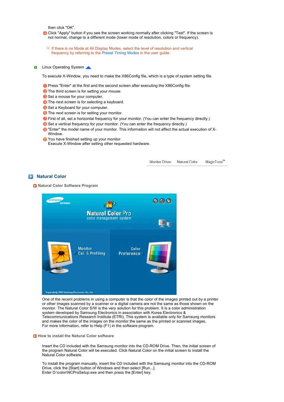 Natural color | Samsung LS19TRTLB-XAA User Manual | Page 41 / 76