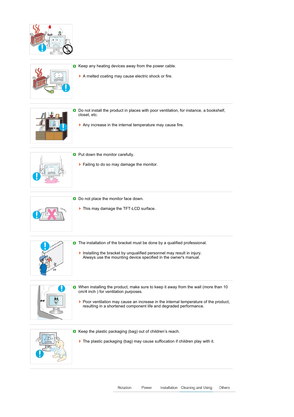 Cleaning and using | Samsung LS19TRTLB-XAA User Manual | Page 5 / 76