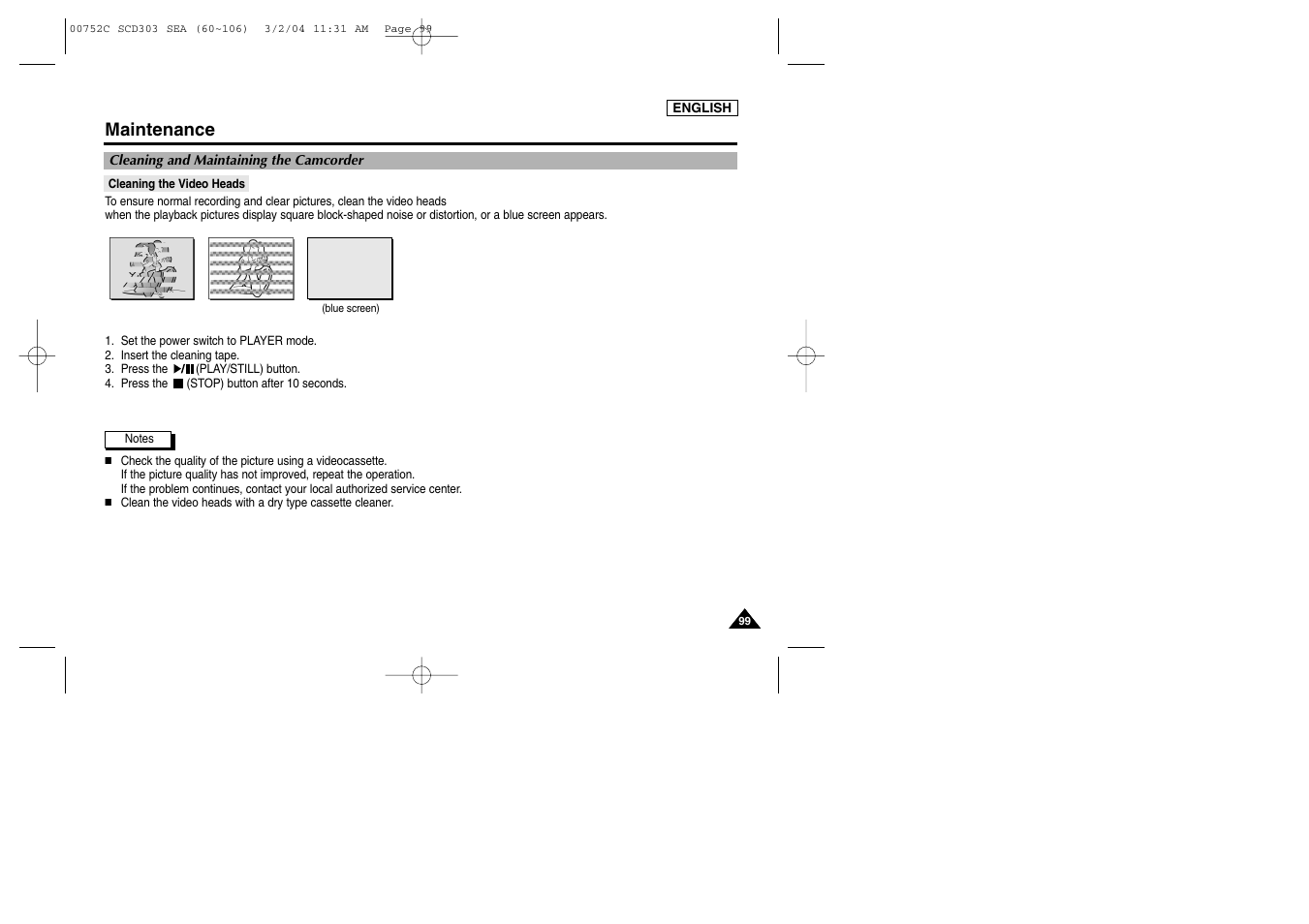 Maintenance | Samsung SC-D303-XAC User Manual | Page 103 / 111
