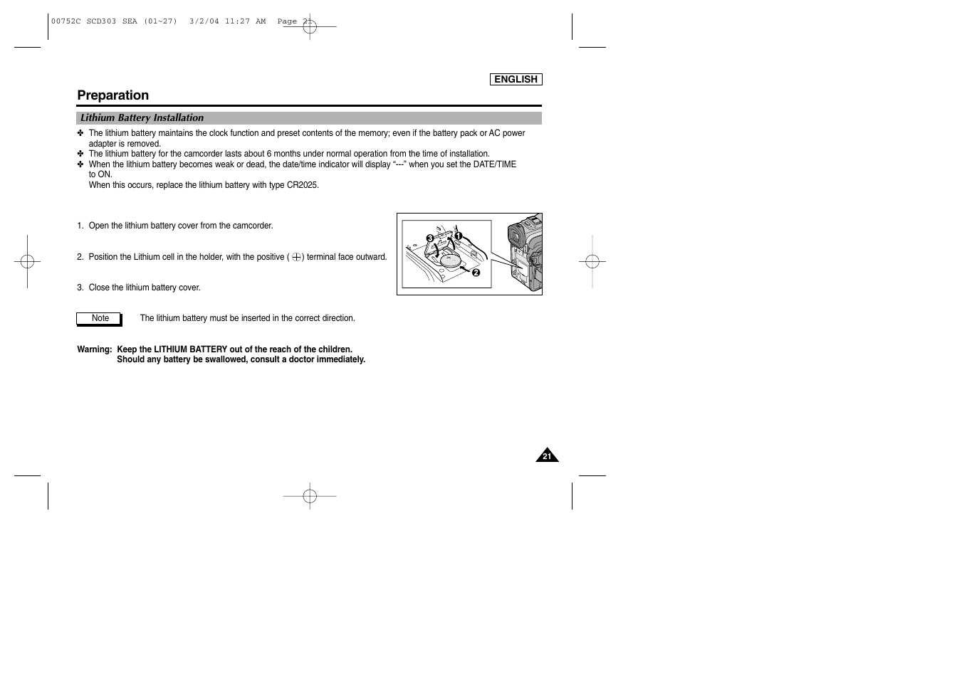 Preparation | Samsung SC-D303-XAC User Manual | Page 25 / 111
