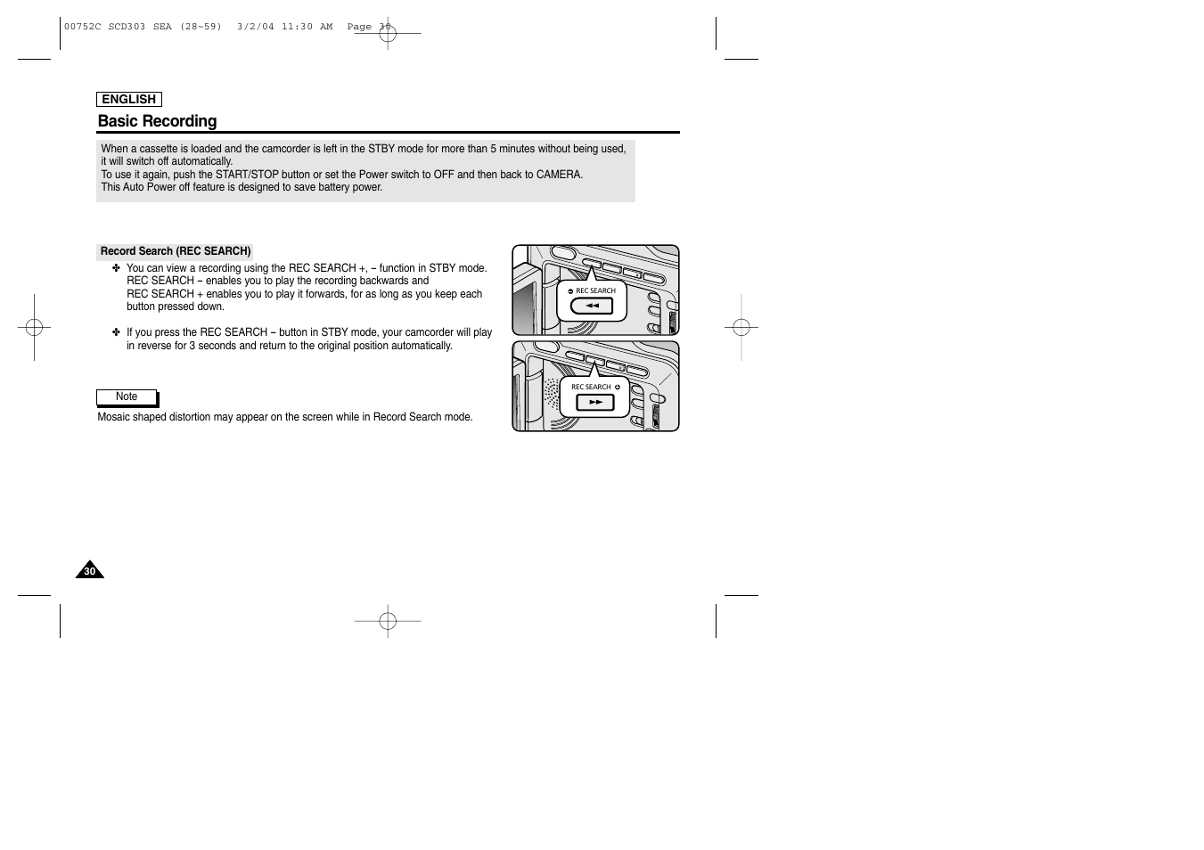 Basic recording | Samsung SC-D303-XAC User Manual | Page 34 / 111