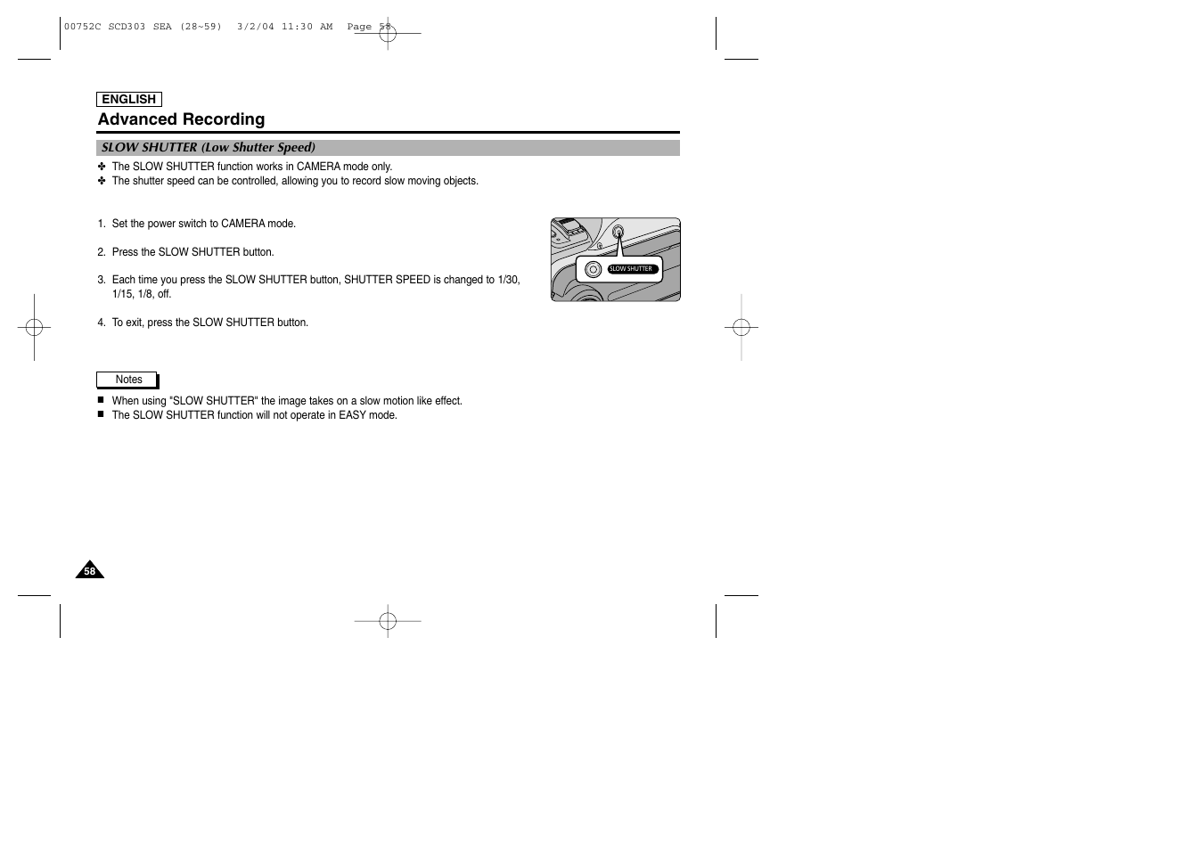 Advanced recording | Samsung SC-D303-XAC User Manual | Page 62 / 111