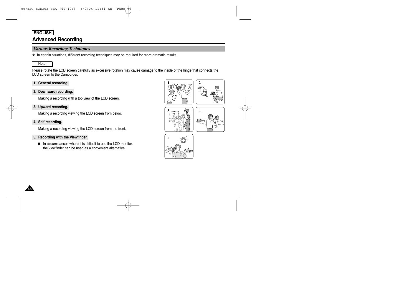 Advanced recording | Samsung SC-D303-XAC User Manual | Page 72 / 111