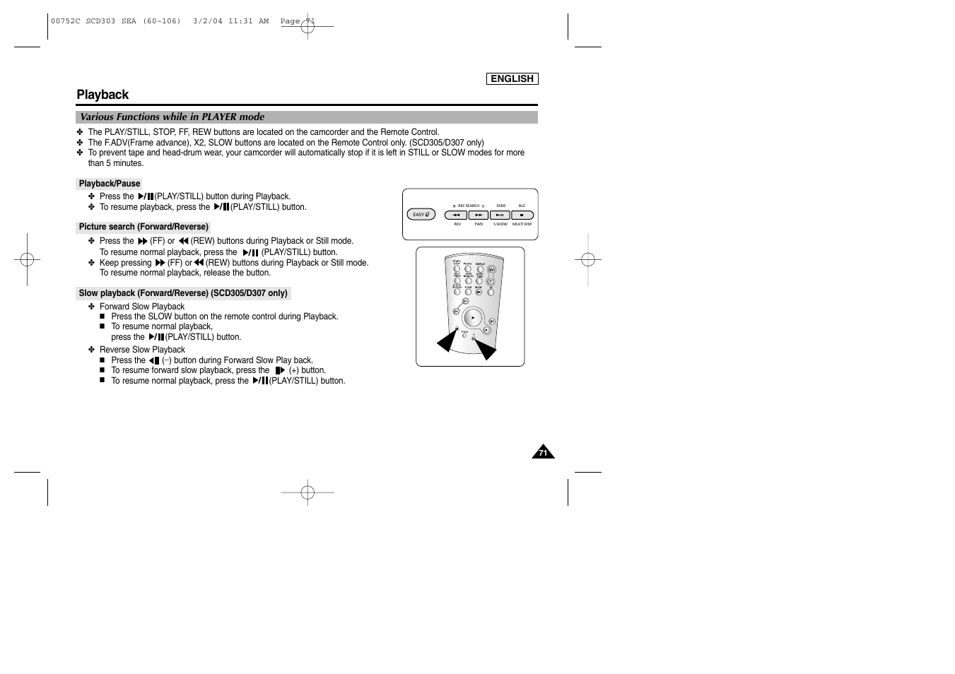 Playback | Samsung SC-D303-XAC User Manual | Page 75 / 111