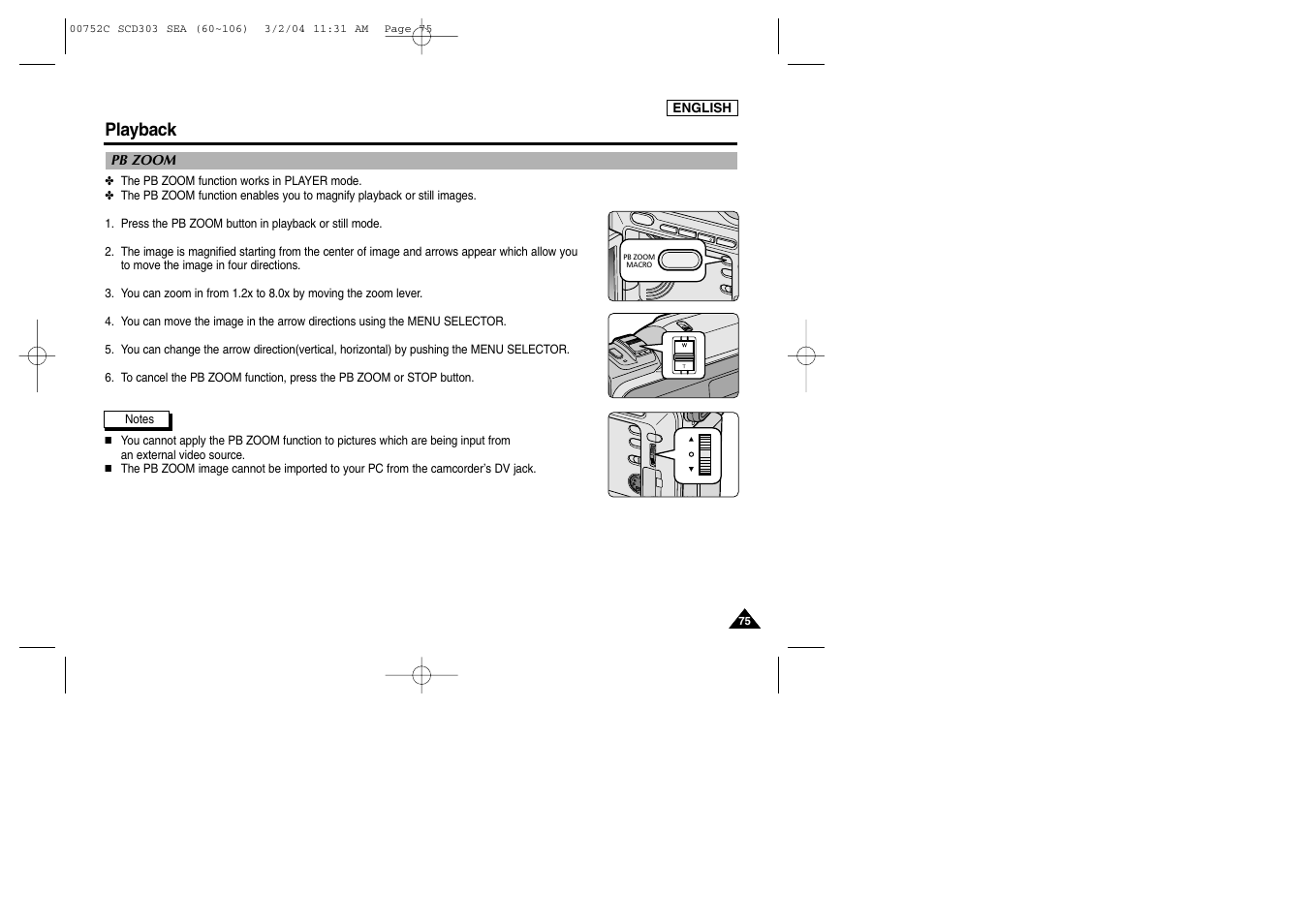 Playback | Samsung SC-D303-XAC User Manual | Page 79 / 111
