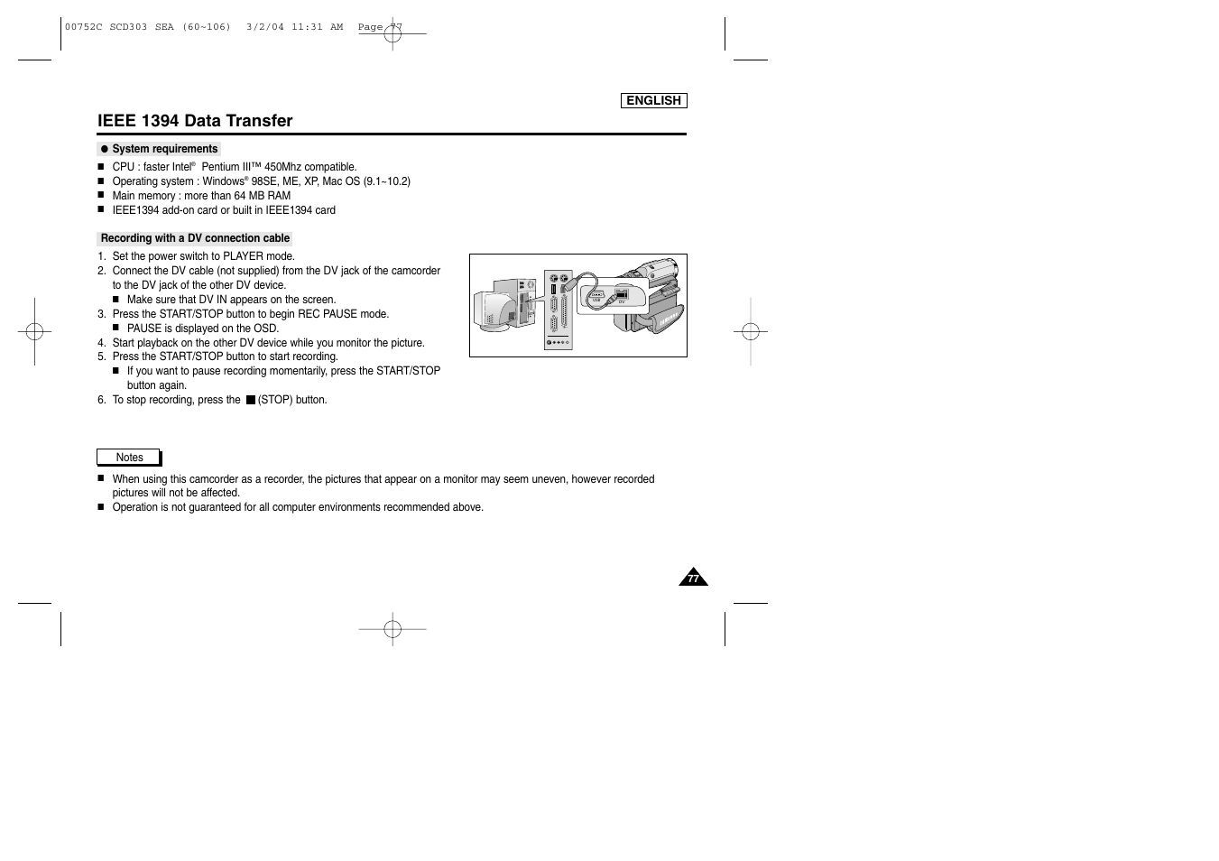 Ieee 1394 data transfer | Samsung SC-D303-XAC User Manual | Page 81 / 111