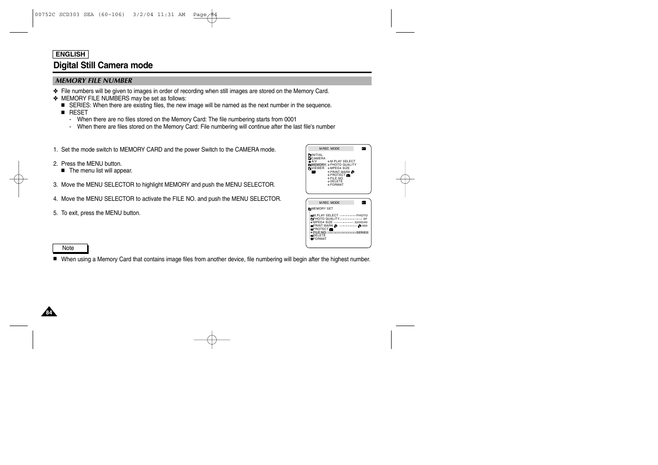 Digital still camera mode | Samsung SC-D303-XAC User Manual | Page 88 / 111