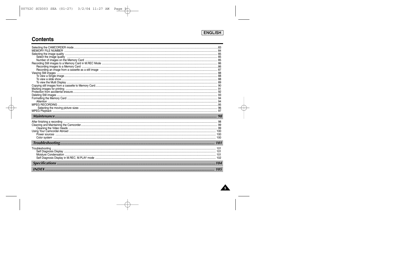 Samsung SC-D303-XAC User Manual | Page 9 / 111