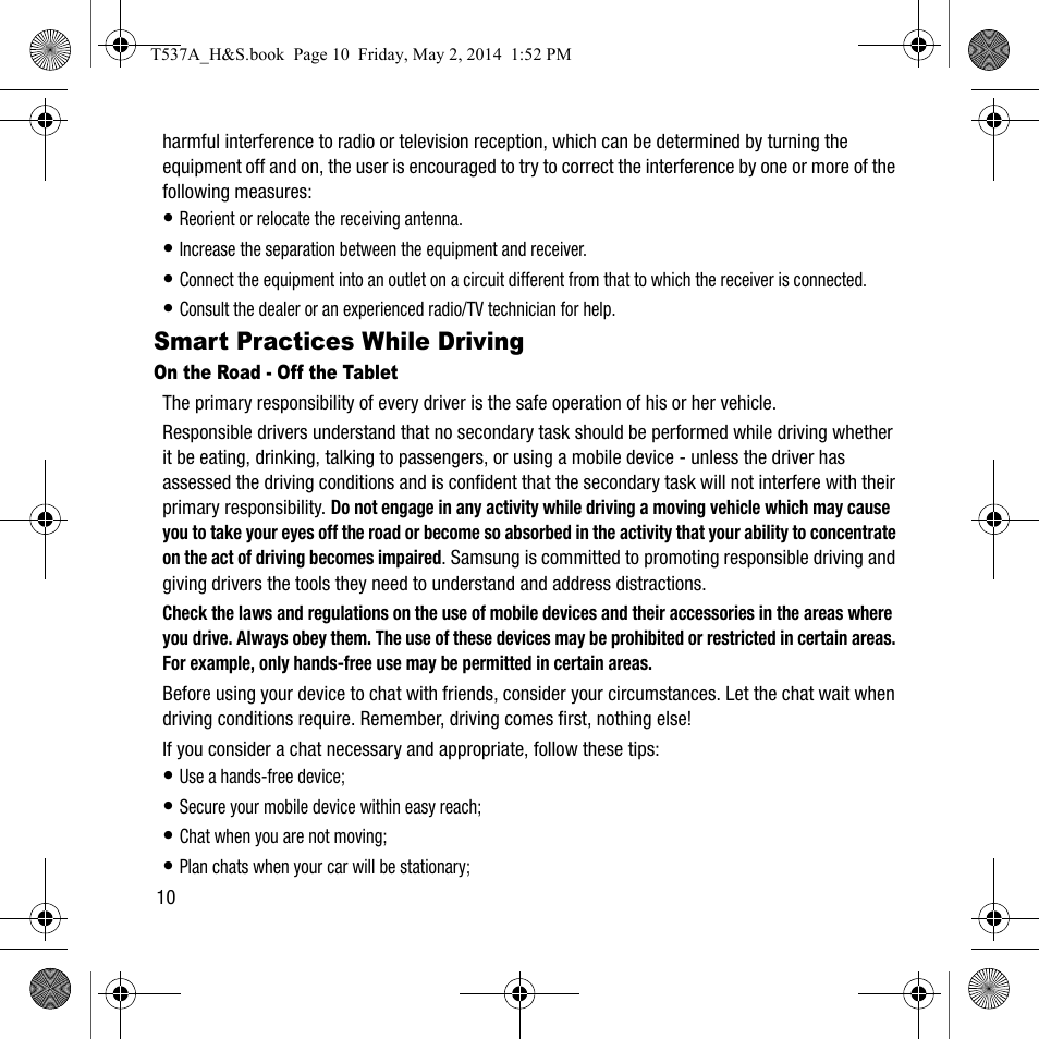 Smart practices while driving | Samsung SM-T537AYKAATT User Manual | Page 14 / 43