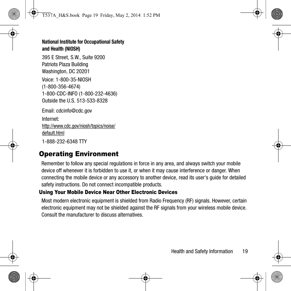 Operating environment | Samsung SM-T537AYKAATT User Manual | Page 23 / 43