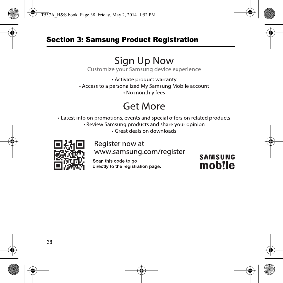 Section 3: samsung product registration | Samsung SM-T537AYKAATT User Manual | Page 42 / 43