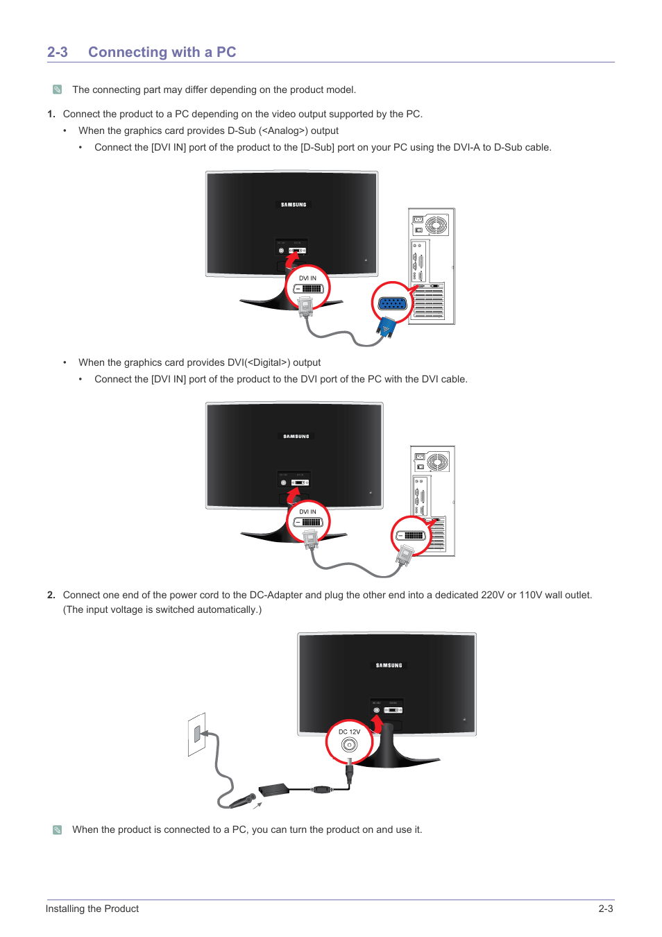 3 connecting with a pc, Connecting with a pc -3 | Samsung LS20B3UVMV-ZA User Manual | Page 13 / 44