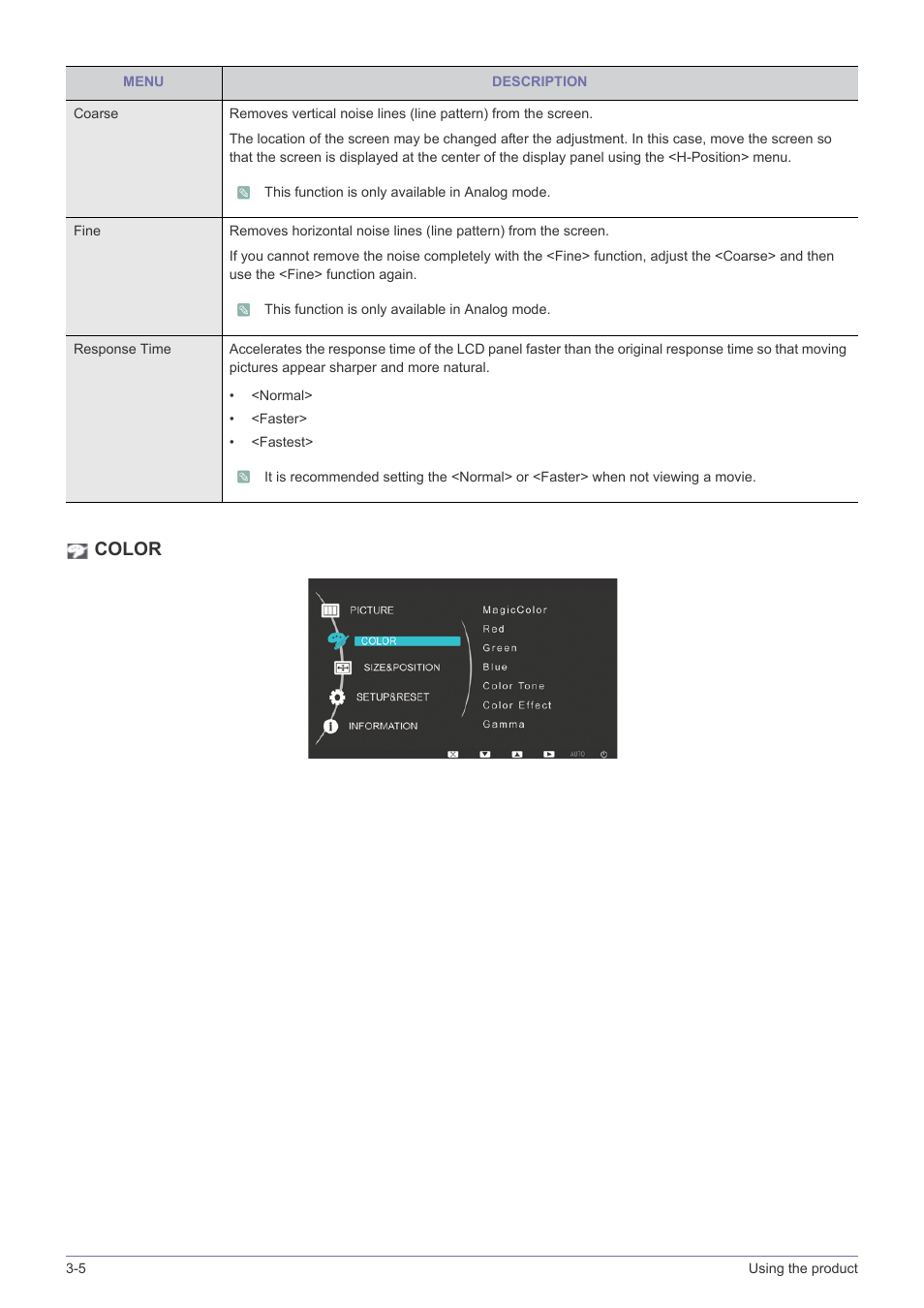 Color | Samsung LS20B3UVMV-ZA User Manual | Page 24 / 44