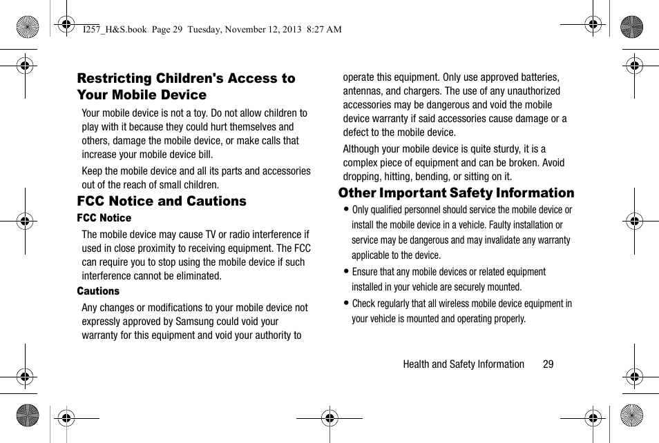 Restricting children's access to your, Mobile device | Samsung SGH-I257AIAATT User Manual | Page 35 / 57