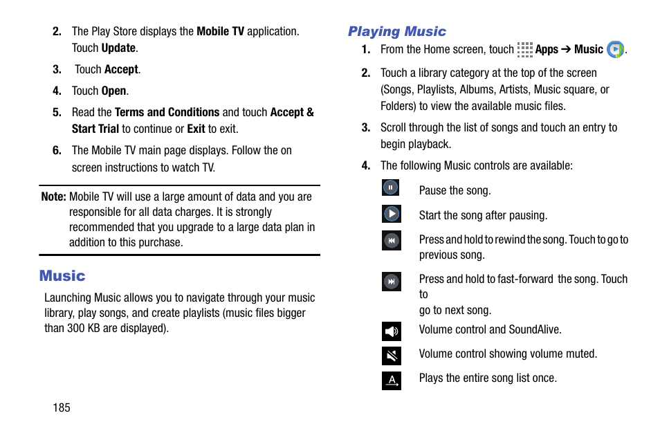Music, Playing music | Samsung SM-C105AZWAATT User Manual | Page 192 / 230