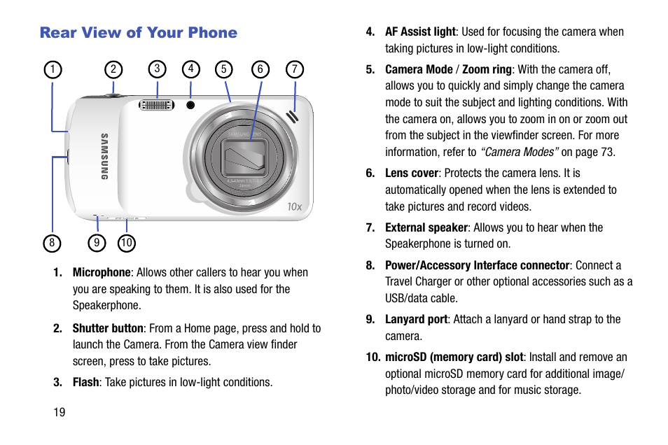 Rear view of your phone | Samsung SM-C105AZWAATT User Manual | Page 26 / 230