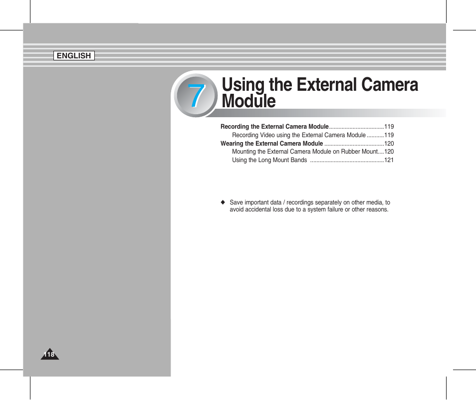 Using the external camera module | Samsung SC-X205L-XAA User Manual | Page 122 / 149