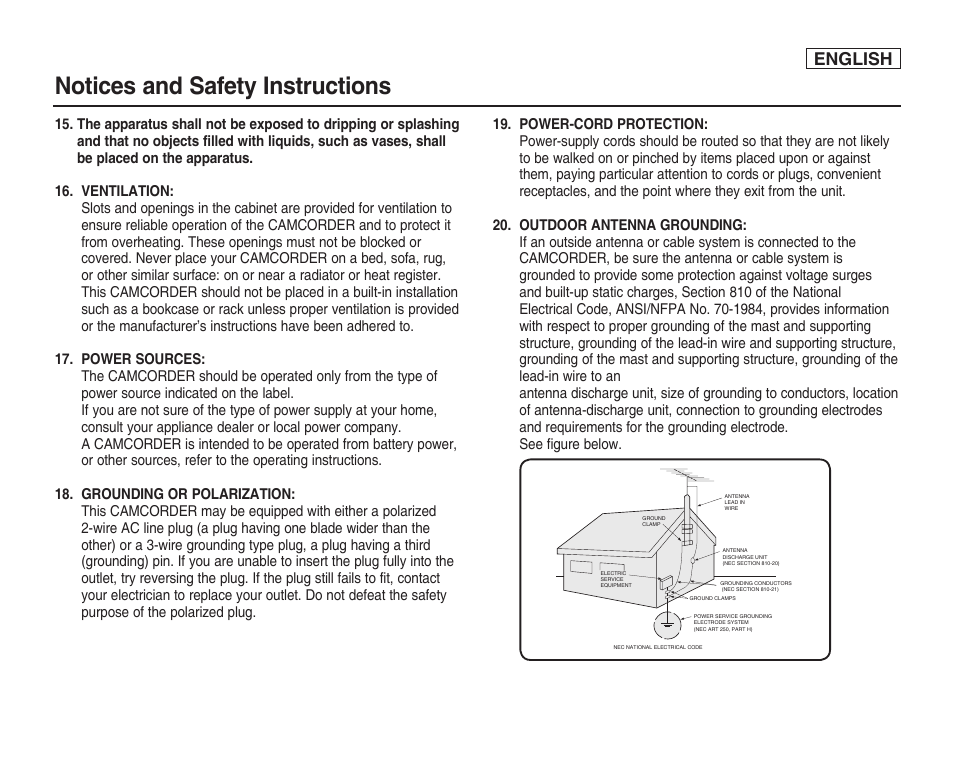 Notices and safety instructions, English | Samsung SC-X205L-XAA User Manual | Page 3 / 149