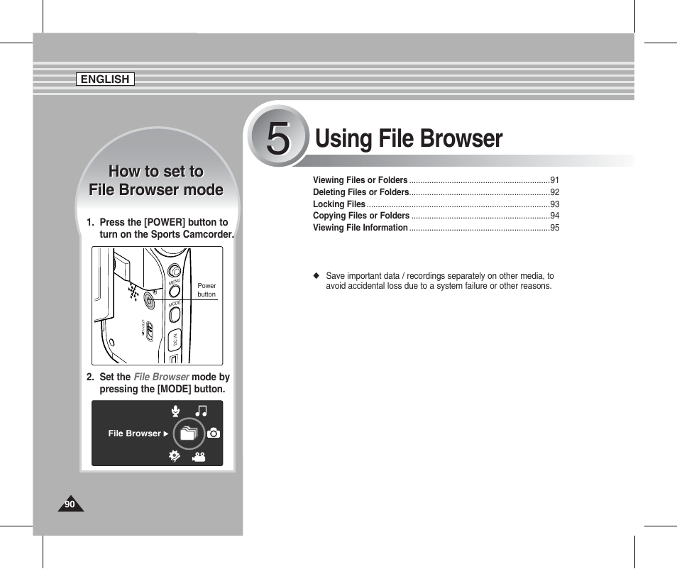 Using file browser | Samsung SC-X205L-XAA User Manual | Page 94 / 149