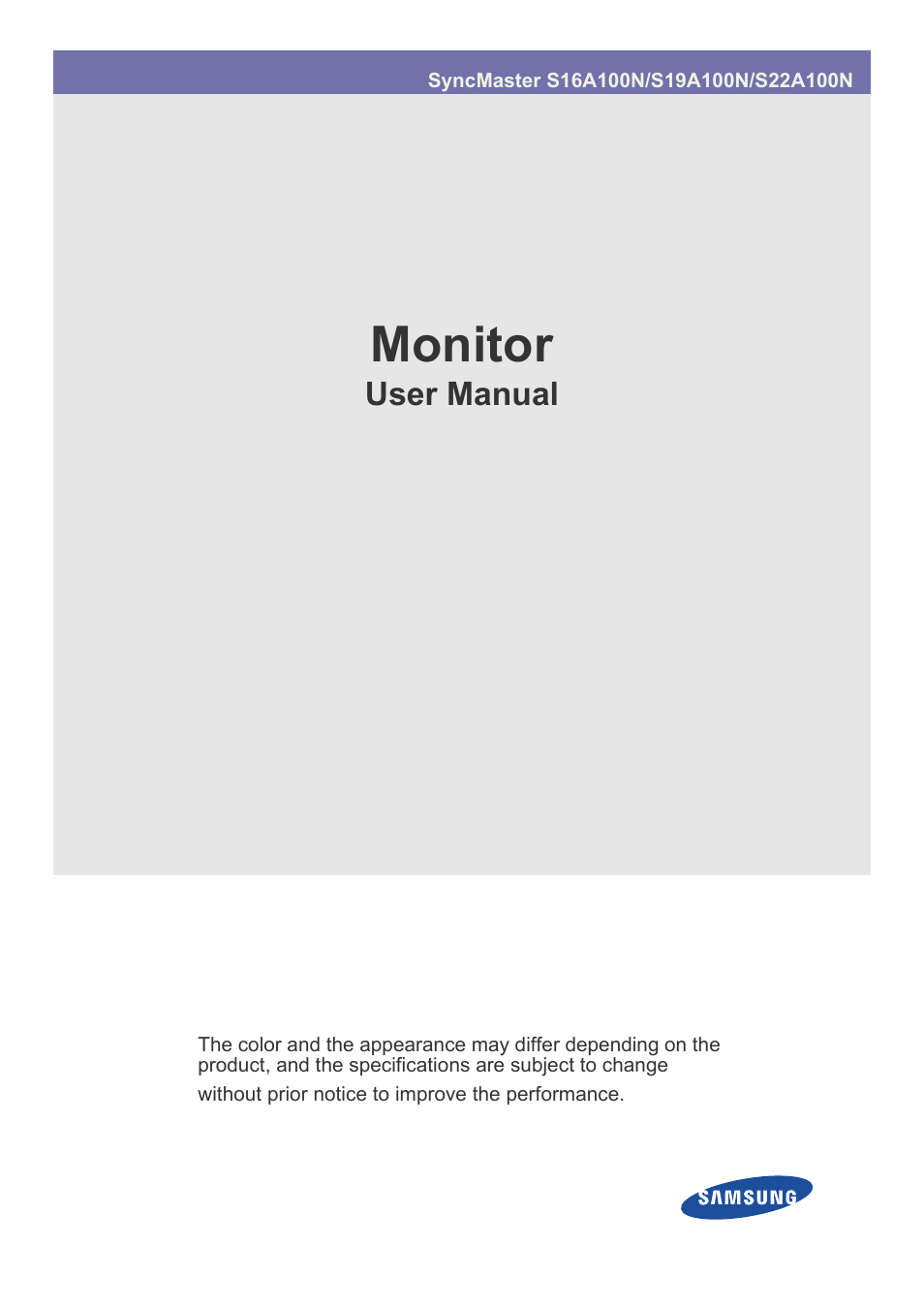 Samsung LS19A10NS-ZA User Manual | 34 pages