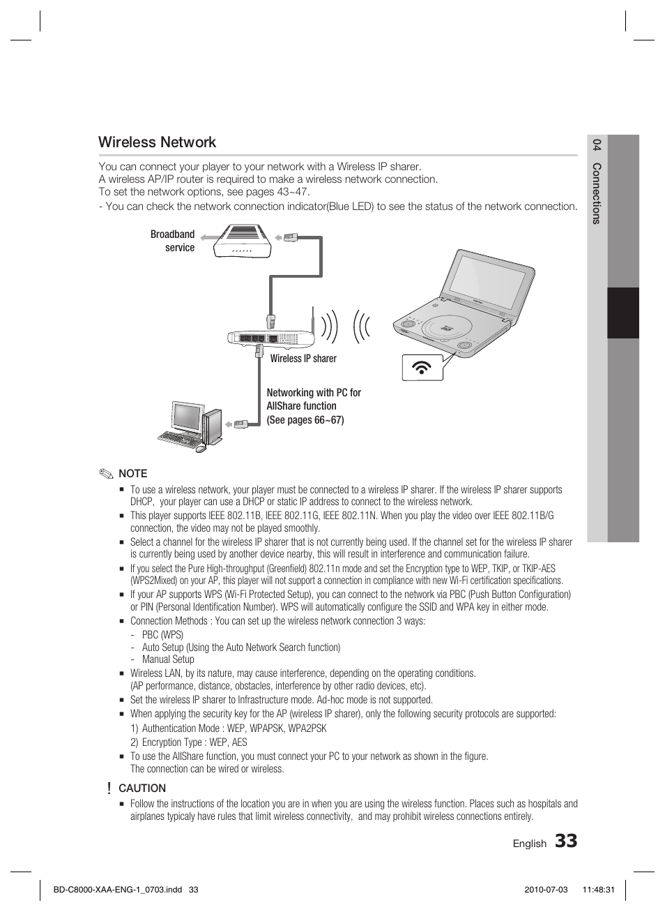 Wireless network | Samsung BD-C8000-XAA User Manual | Page 33 / 85