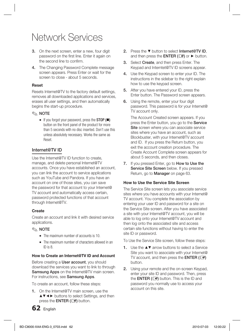 Network services | Samsung BD-C8000-XAA User Manual | Page 62 / 85