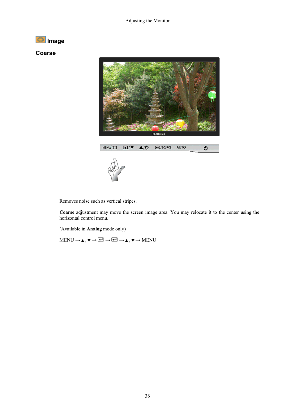 Image, Coarse | Samsung LS22AQVJFV-XAA User Manual | Page 37 / 67