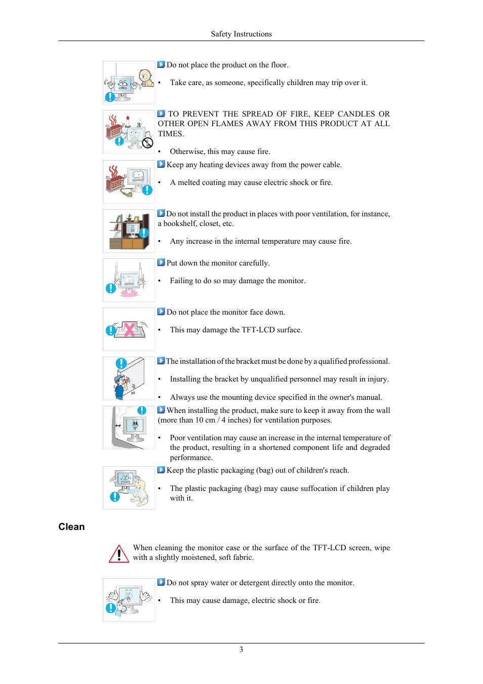 Clean | Samsung LS22AQVJFV-XAA User Manual | Page 4 / 67