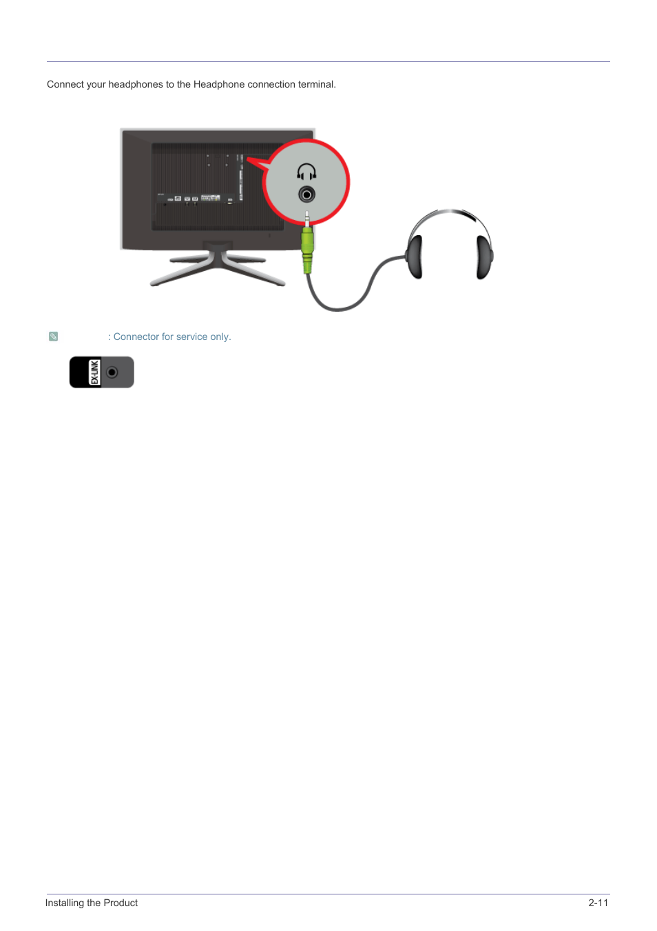 11 connecting headphones, Connecting headphones -11 | Samsung LS24F9NSM-ZA User Manual | Page 25 / 76