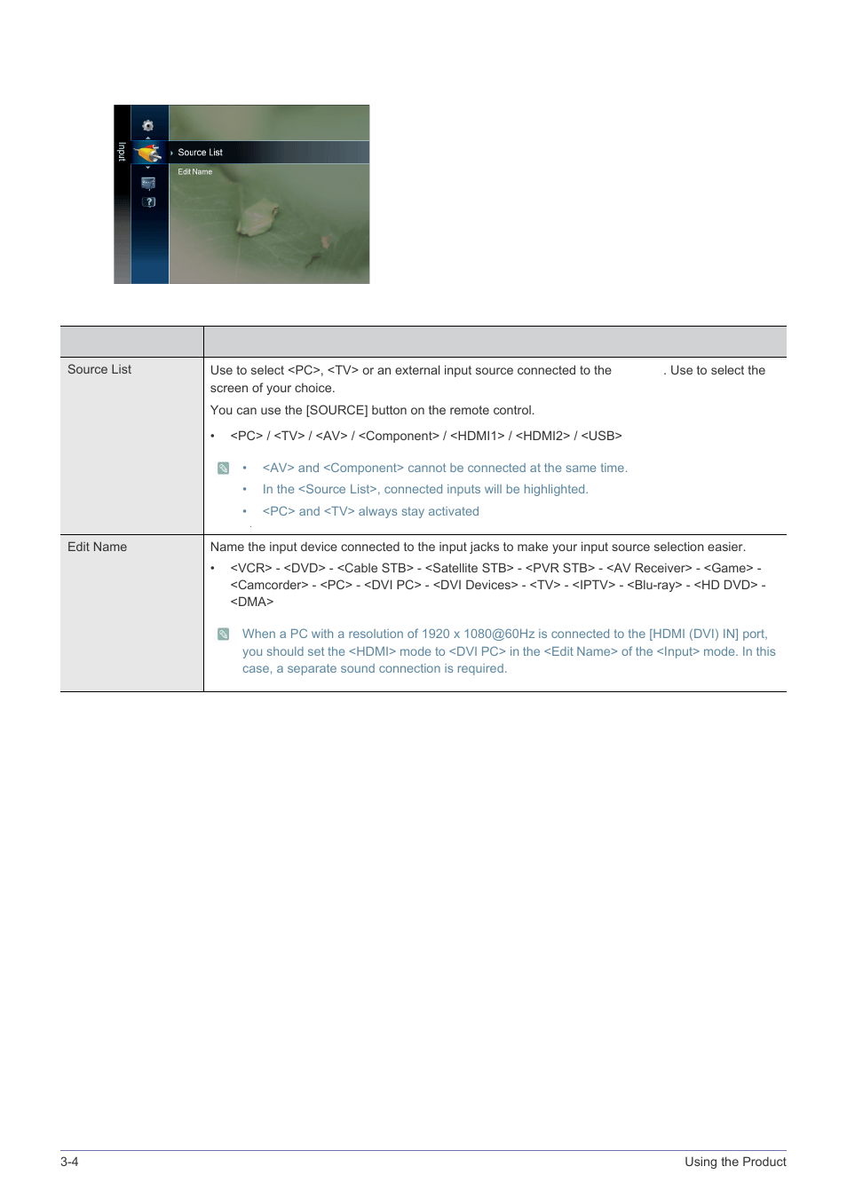 Input | Samsung LS24F9NSM-ZA User Manual | Page 50 / 76